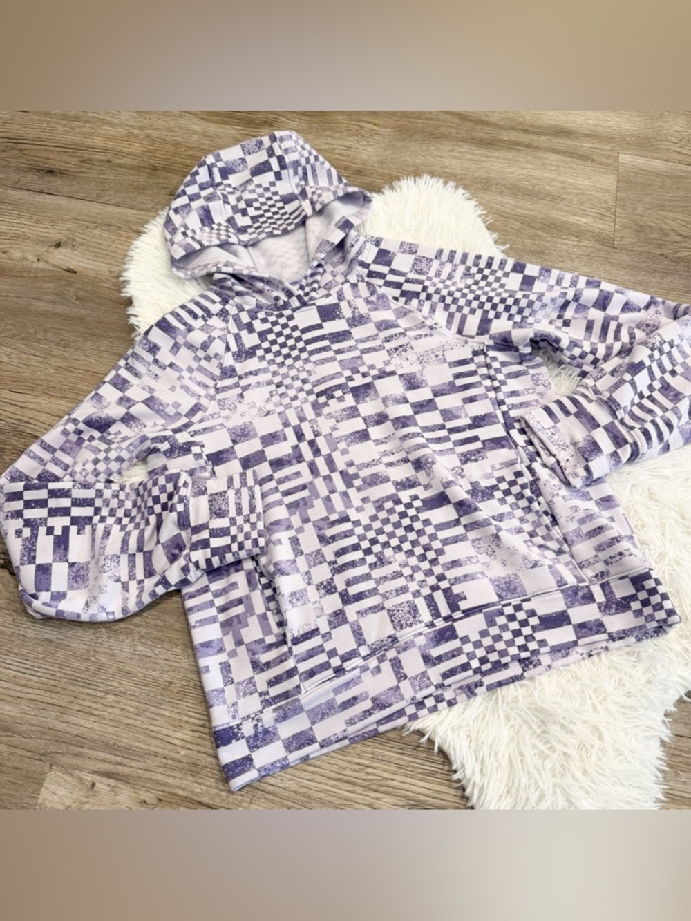 Athleta Girl Hoodie Sweatshirt Geometric Purple Soft 16 Camp Athletic School